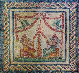 Romersk villa med underbara mosaikgolv