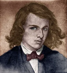 Rossetti, Dante Gabriel eller Gabriel Charles Dante Rossetti - engelsk poet, målare och översättare 1828-1882. Självporträtt som ung.
