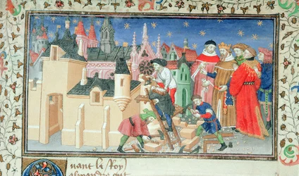 Roy 20 BXX f.82 Alexander den store bygger en stad som ett minnesmärke över Bucephalus från 