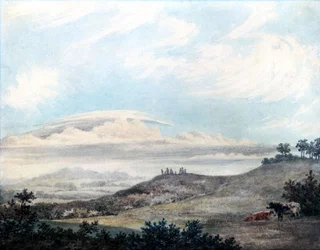 Lantligt landskap och molnstudie av Luke Howard, ca 1808-1811