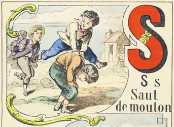 S: leapfrog - Spelalfabetet, ca 1890 (illustration)