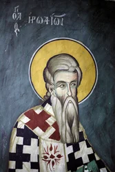 Saint-Herodion Bysantinsk fresk från Agios Ioannis Lampadistis kloster, Saint-John Lampadistis 1000-talet Cypern Målade kyrkor UNESCO-plats Troodos, Cypern