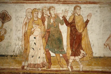 Saint-Savin klostermålning: Abraham och Lot splittrades, Saint-Savin-sur-Gartempe, Frankrike