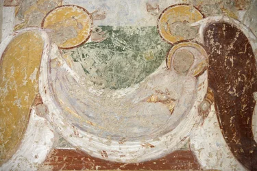 Saint-Savin-klostret romantisk målning: begravning, Saint-Savin-sur-Gartempe, Frankrike