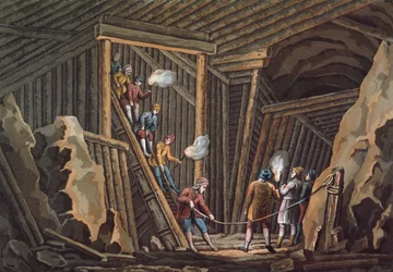 Saltgruva i Hallein (färg litho)