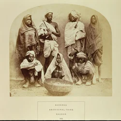 Saonras, en aboriginalstam från Saugor, centrala Indien, nr. 355 från "Faces of India", pub. 1872 (sepiafoto)