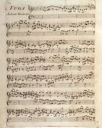 Notsida för Fuga i stycken för cembalo av Domenico Scarlatti