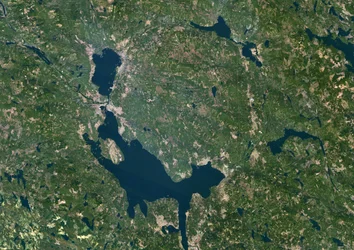Siljan Meteor Impact Crater, Sverige, Sankt färgsatellitbild