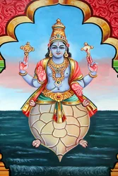 Hindutemplet Sri Vadapathira Kaliamman. Vishnus avatar. Kurma, 2:a inkarnationen. Singapore