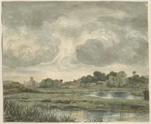 Stafford - Avlägsen utsikt från öst: akvarellmålning, nd [?1800-talet]