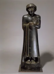 Staty av Gudea, Prince of Lagash, nysumerisk, från Telloh, antika Girsu, c.2130 f.Kr. (diorit)