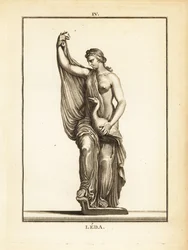 Staty av Leda, etolisk prinsessa senare drottning av Sparta, förförd av Zeus i form av en svan