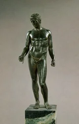 Staty av Merkurius, anpassning av den grekiska Discophoros of Polyclitus, romersk, 25-50 e.Kr. (brons)