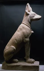 Staty of a Dog, Mesopotamien, c.5000-1000 f.Kr. (kalksten)