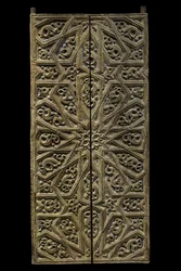 Tabernakeldörr. Spanien, omkring 1450-1500. Snidat och målat trä. Musée du Louvren