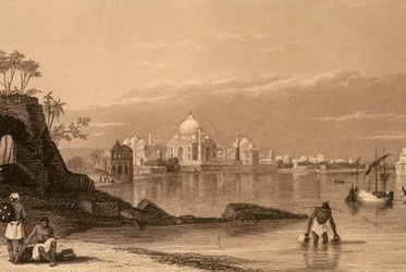 Taj Mahal, Agra, Uttar Pradesh, Indien (gravyr)