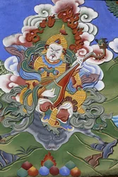 De tusen buddhas tempel Dashang Kagyu Ling-församlingen Templets väktare, La Boulaye, Frankrike