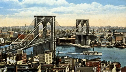 Brooklyn bridge, New York, ca 1930 (Vykort)