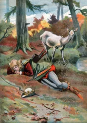 Doe i skogen. (Illustration, ca 1910)