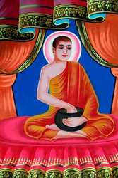 Buddhas liv, Siddhartha Gautama. Soc Po Lok buddhistiska tempel. Chau Doc. Vietnam. (Foto)