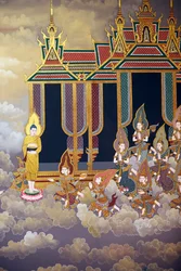 The Life of Buddha, Wall Fresco, Wat Botum Temple, Phnom Penh, 2022 (Foto)