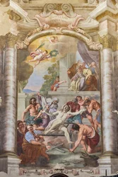 The Martyrdom of St Lawrence, Teatini Room, Church of San Vincenzo, Piacenza, Emilia-Romagna, Italien (foto)