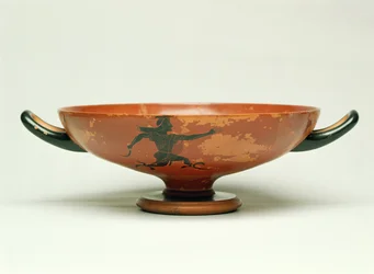 The Pursuit of Perseus, attisk svart figur kylix gjord av The Pepaks Master, 525-520 BC (keramik)