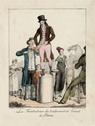 Trubadurerna på Boulevard de Gand, Paris, ca 1820 (gravyr)