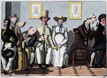 Läkarens väntrum, den gravida kvinnan, ca 1850 (illustration)