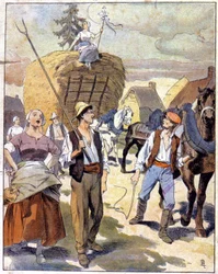 Den sista vetevagnen i Beauce, ca 1910 (illustration)