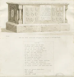 Grav i Biddulph Church - "William Bowyer": sepiateckning, 1837