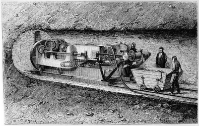 Tunnelborrmaskin av överste Beaumont i tunneln under kanalen