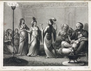 Ett egyptiskt harem, animerat av dansare och almees
