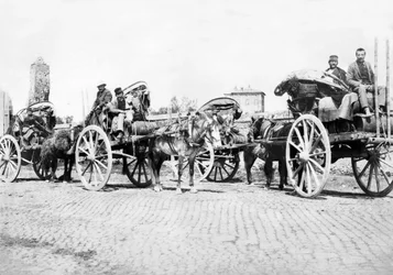 Storbritannien: Vinvagnar på en vingård. Frankrike, c1890