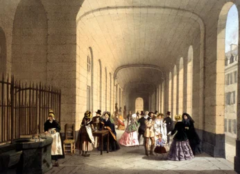 Vichybadet, gravyr, Frankrike, ca 1860