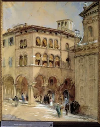 Vy över Modene. Akvarell av E. Cappelli. Museo Civico de Modene.