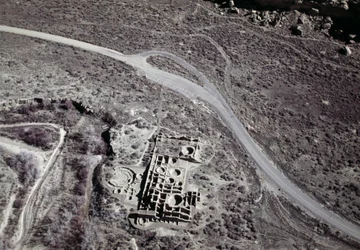 Utsikt över en gammal bosättning Anasazi, Chaco Ruins Culture National Park, Chaco Canyon, New Mexico, USA, Anasazi civilisation