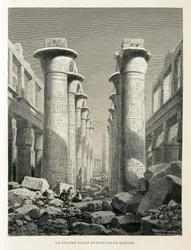 Vy över den stora Hypostyle Hall i Karnak, Egypten Illustration från Atlas of Egypt