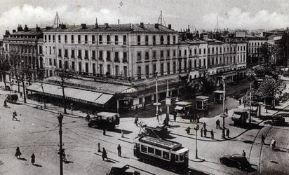 Vy över korsningen Jean Jaures i Toulouse, Haute Garonne - vykort 1910 ca Privat samling