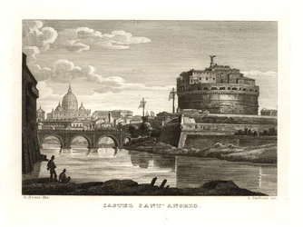 Utsikt över Hadrianus mausoleum eller den heliga ängelns slott, Castel Sant