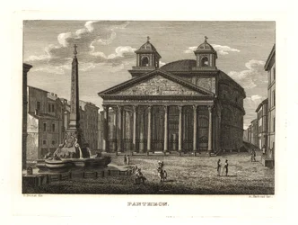 Utsikt över Pantheon och Fontana del Pantheon, Rom
