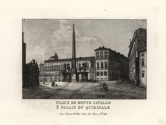 Utsikt över Quirinalpalatset och torget, Palazzo del Quirinale och Piazza del Quirinale, Rom