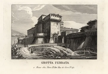 Vy över den romerska slottsstaden Grottaferrata, Rom