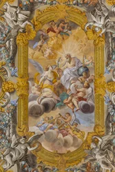 Utsikt över taket, Nunziatina-kyrkan, Todi, Umbrien, Italien (foto)