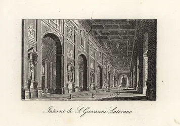 Utsikt över det inre av St. Johannes Döparens Archbasilica. John Lateran, S. Giovanni Lateran, Rom