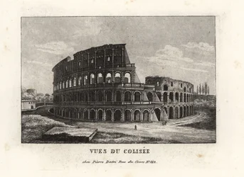 Vy över ruinerna av Colosseum, Amphitheatrum Flavium, Rom