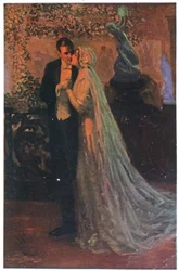 Ungt par efter ceremonin, ca 1920 (illustration)