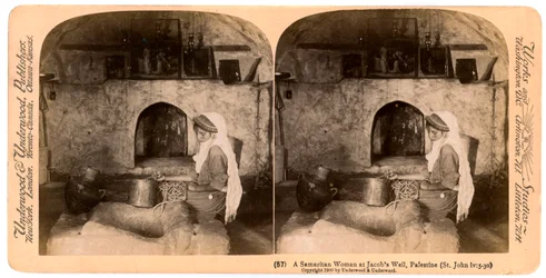 En samaritansk kvinna vid Jacobs Well, Palestina, 1900.