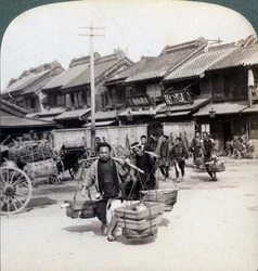 Coolies, gatubild i Tokyo, 1896