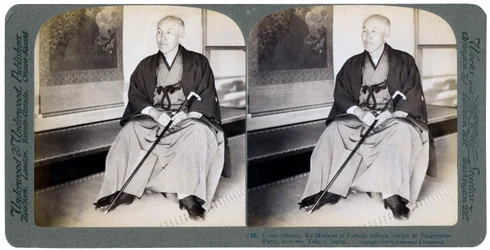 Greve Okuma, före detta utrikesminister, ledare för Progressiva partiet, Tokyo, Japan, 1904.